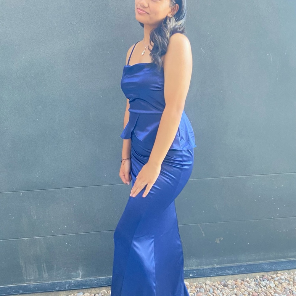 Elegant Blue Satin Gown